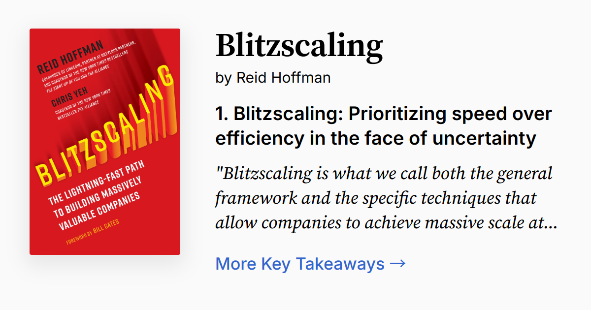 Blitzscaling by Reid Hoffman | Summary, Quotes, FAQ, Audio