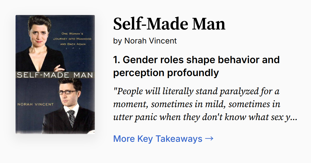 SelfMade Man by Norah Vincent Summary, Quotes, FAQ, Audio