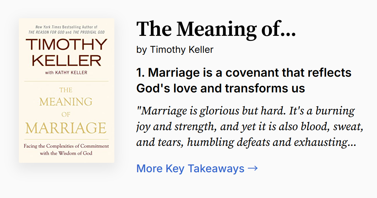 The Meaning of Marriage Summary & Audio