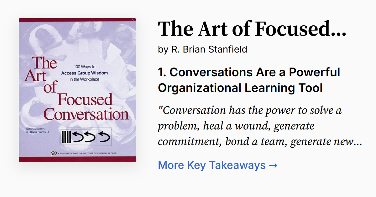 The Art of Focused Conversation | Summary, Quotes, Audio