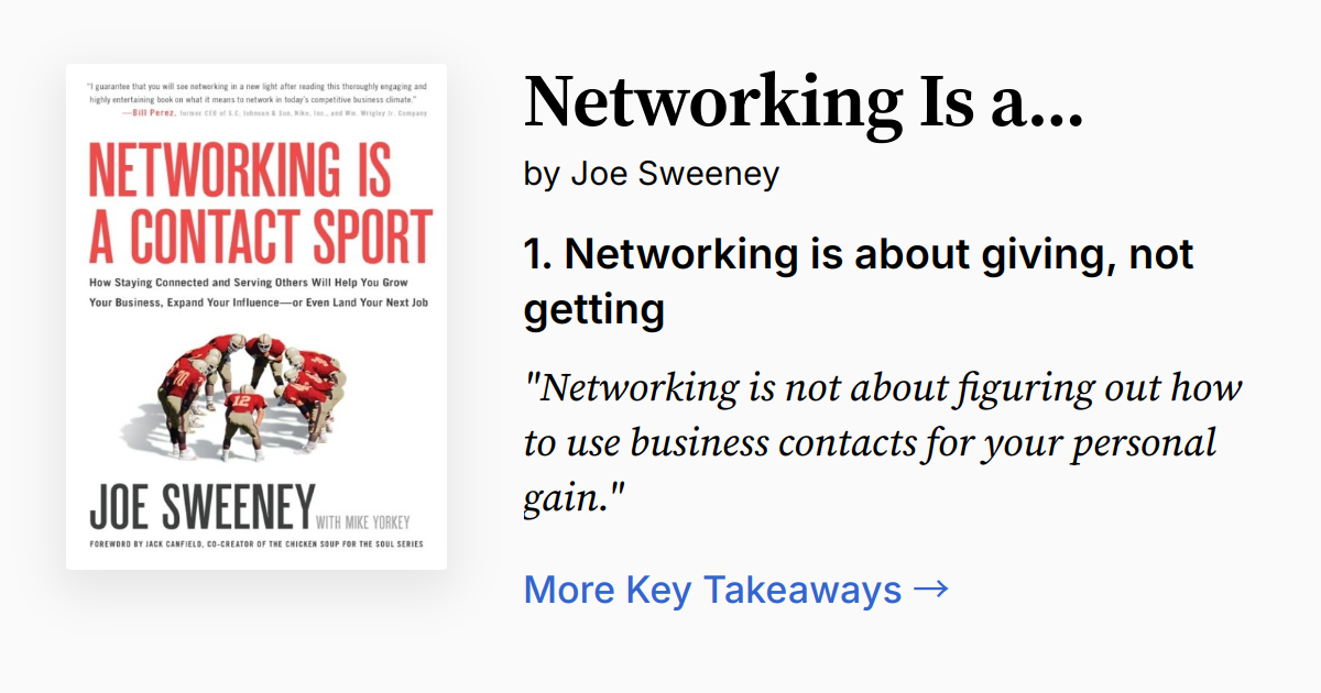 Networking Is a Contact Sport | Summary, Quotes, Audio