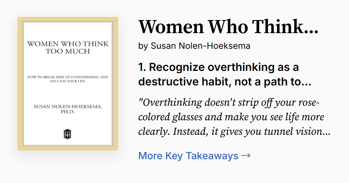 Women who think too much summary quotes faq audio